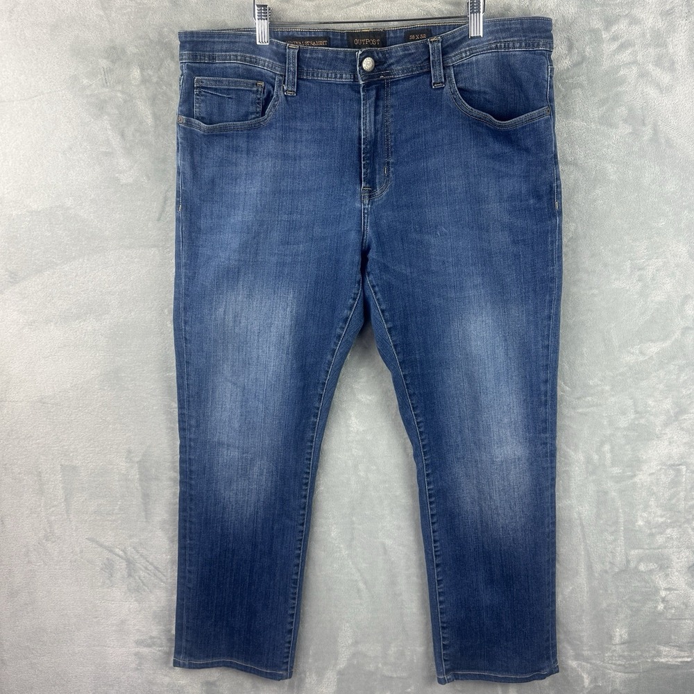 Outpost Makers Jeans 38x32 Original Straight Stretch Blue Denim Mens